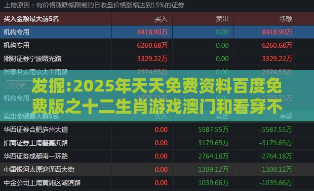 发掘:2025年天天免费资料百度免费版之十二生肖游戏澳门和看穿不实的伪装-科学释义、专家解析解释与落实