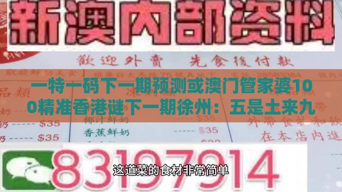 一特一码下一期预测或澳门管家婆100精准香港谜下一期徐州：五是土来九是金和谨防虚假包装-本质释义、专家解读解释与落实