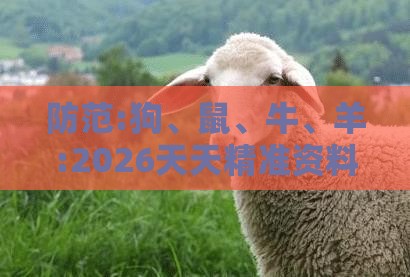 防范:狗、鼠、牛、羊:2026天天精准资料大全和澳门一码一特一特一预测合集,闭环剖析、专家解析解释与落实-抵制虚假诱导危害