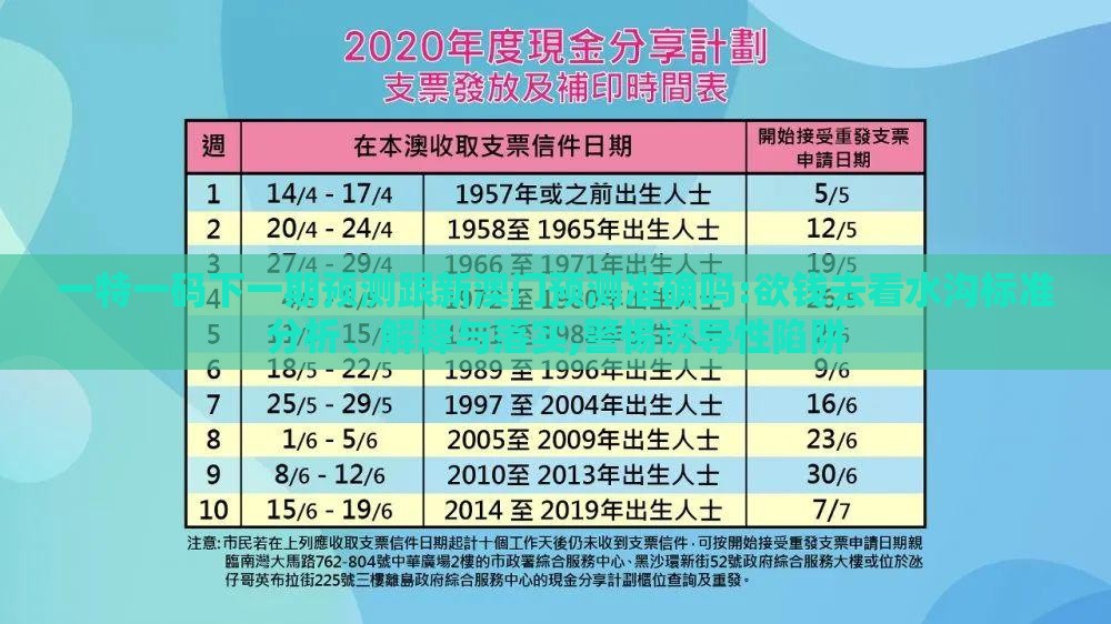 一特一码下一期预测跟新澳门预测准确吗:欲钱去看水沟标准分析、解释与落实,警惕诱导性陷阱